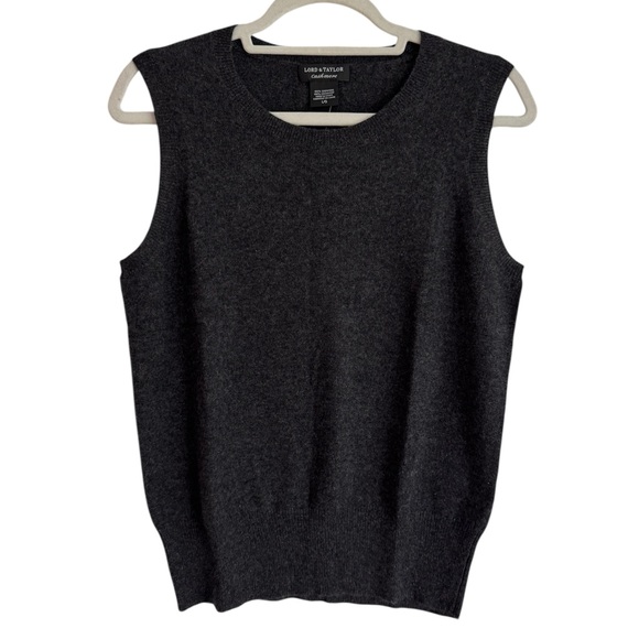 Lord & Taylor Sweaters - NWT Lord & Taylor 100% Cashmere Sweater Vest Charcoal Heather Gray Size Large